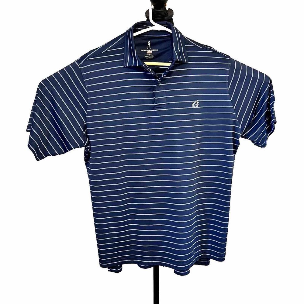 Fairway‎ & Greene Polo Shirt Men's Size Medium Grayhawk Golf Club Striped Cotton